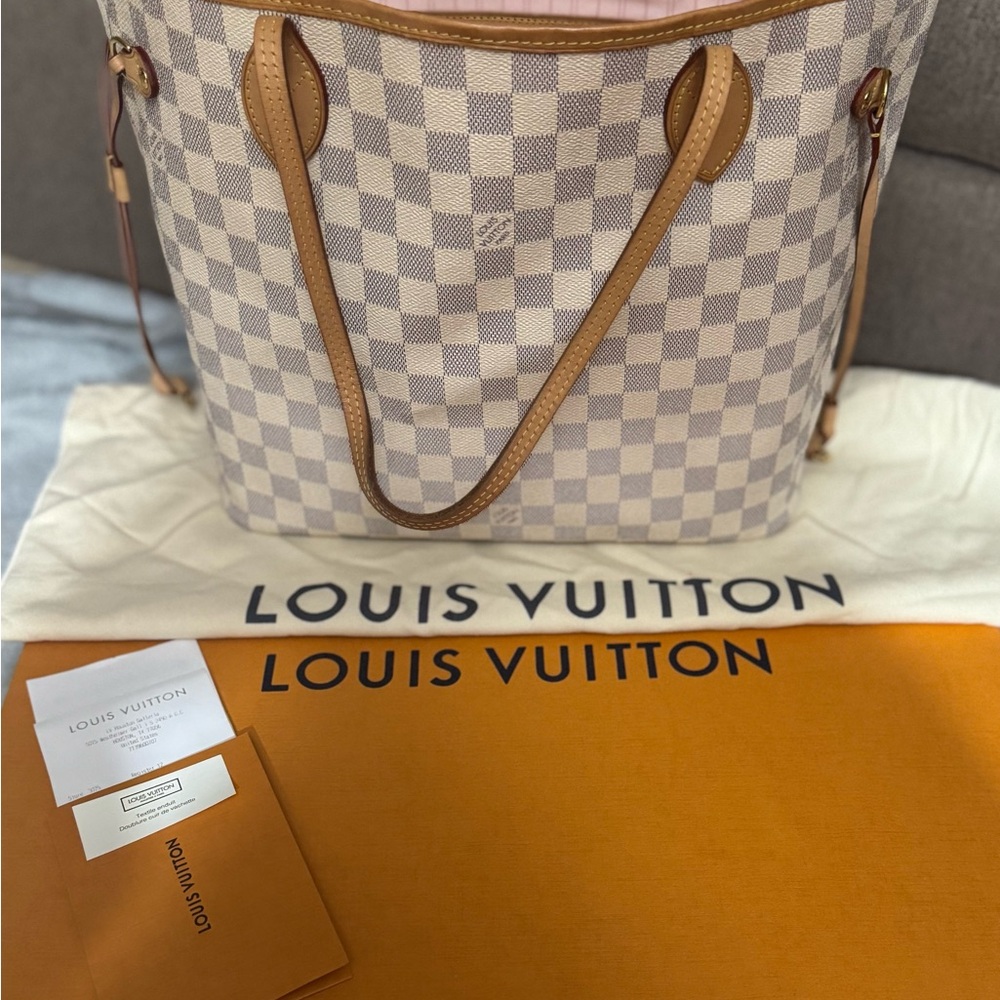 Louis Vuitton Checkered Tote - Cream and Tan